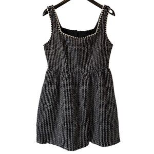 Cider Black & White Tweed U-Neckline Mini Dress Size NWT Large Carbon
